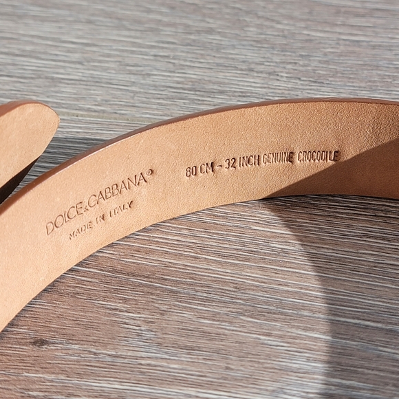 Dolce&gabbana real crocodile Brown Leather Belt with Gold Buckle 80/32 - Picture 4 of 6